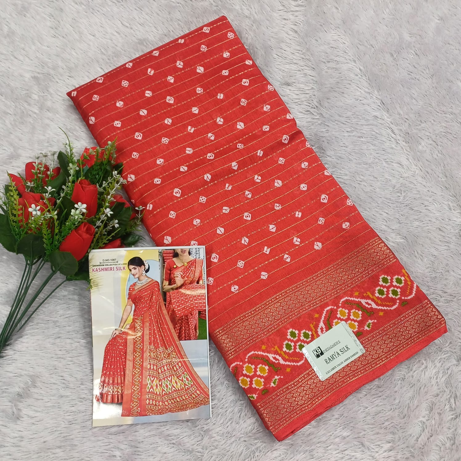 DOLA SILK PATTERN BORDER & BANDINI DESIGN WITH BLOUSE